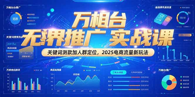万相台无界推广实战课，关键词测款加人群定位，2025电商流量新玩法-搞钱基地