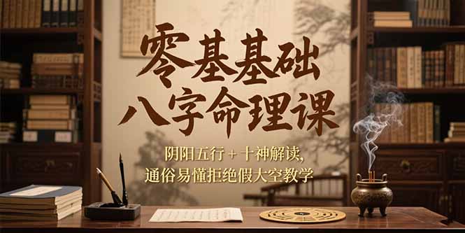 零基础八字命理课，阴阳五行+十神解读，通俗易懂拒绝假大空教学-搞钱基地