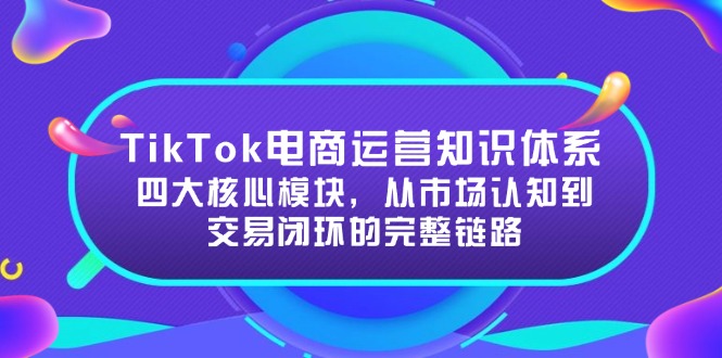 TikTok电商运营知识体系：四大核心模块，从市场认知到交易闭环的完整链路-搞钱基地