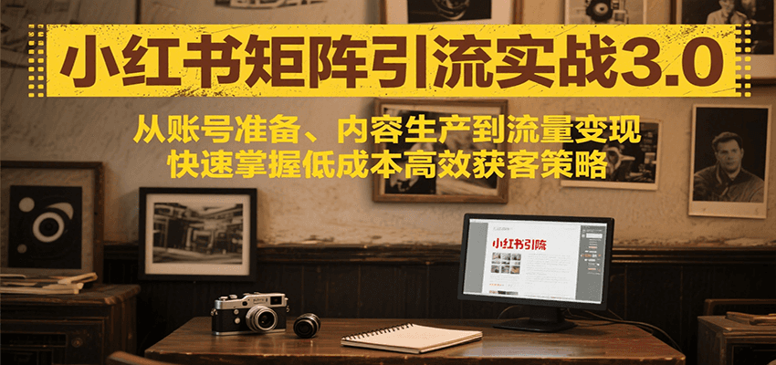 小红书矩阵引流3.0，从账号准备、内容生产到流量变现，快速掌握低成本高效获客策略-搞钱基地