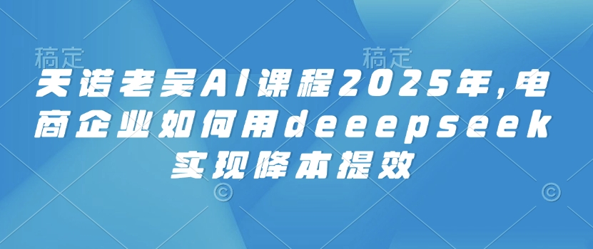 天诺老吴AI课程2025年，电商企业如何用deeepseek实现降本提效-搞钱基地
