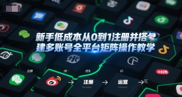 新手低成本从0到1注册并搭建多账号全平台矩阵操作教学，手机号-邮箱-IP-工具-搞钱基地