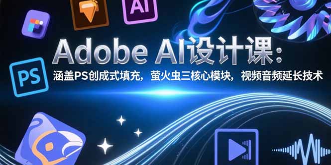 Adobe AI设计课：涵盖PS创成式填充，萤火虫三核心模块，视频音频延长技术-搞钱基地