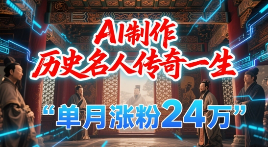 暴力起号！用AI制作历史名人传奇一生，单月涨粉24W，涨粉+变现赛道黑马来了-搞钱基地