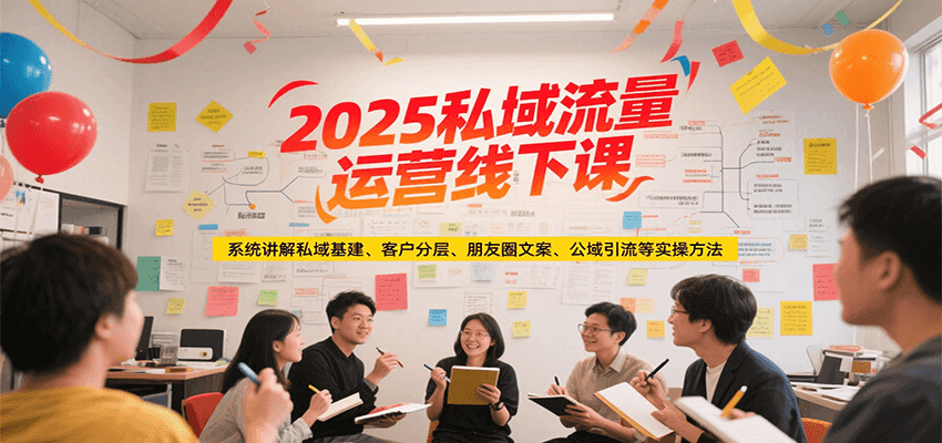 2025私域流量运营线下课，系统讲解私域基建/客户分层/朋友圈文案/公域引流等实操方法-搞钱基地