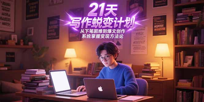 21天写作蜕变计划，从下笔困难到爆文创作，系统掌握变现方法论-搞钱基地