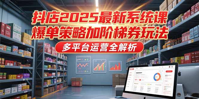 抖店2025最新系统课，爆单策略加阶梯券玩法，多平台运营全解析-搞钱基地