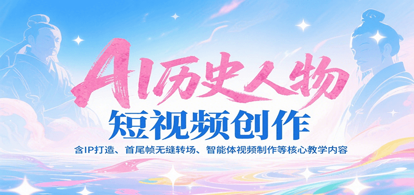 AI历史人物短视频创作，含IP打造、首尾帧无缝转场、智能体视频制作等核心教学内容-搞钱基地