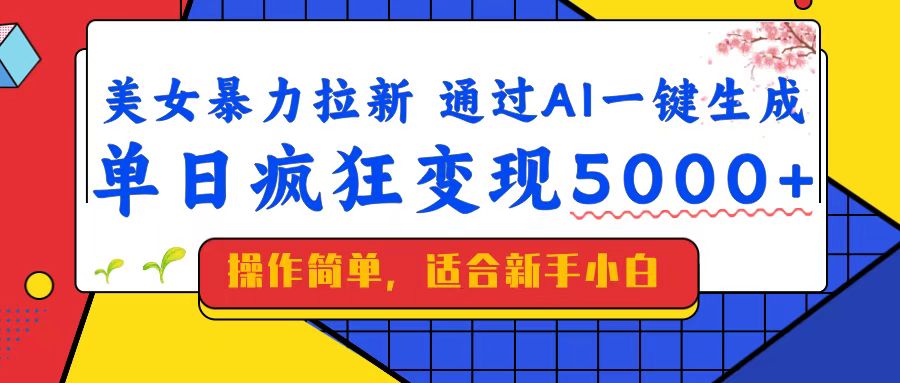 （14347期）美女暴力拉新，通过AI一键生成，单日疯狂变现5000+，纯小白一学就会！-搞钱基地