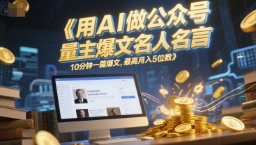用AI做公众号流量主爆文名人名言，10分钟一篇爆文，最高月入5位数-搞钱基地
