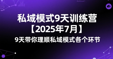 私域模式9天训练营【2025年7月】​9天带你理顺私域模式各个环节-搞钱基地