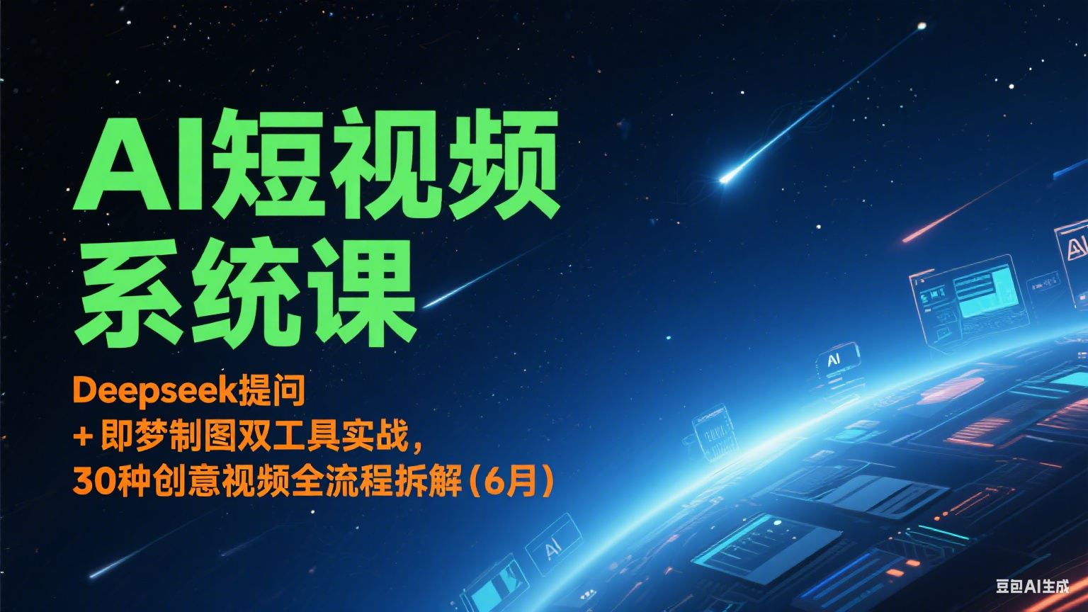 AI短视频系统课：Deepseek提问 + 即梦制图双工具实战，30种创意视频全流程拆解(6月)-搞钱基地