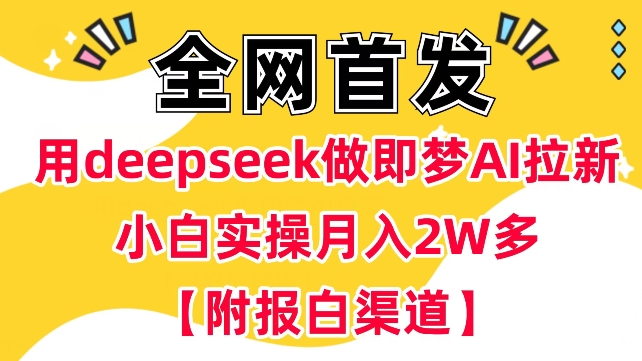 用deepseek做即梦Ai拉新 小白实操月入过W+【附报白渠道】-搞钱基地