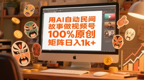 用AI自动民间故事做视频号，100%原创，矩阵日入1k+-搞钱基地