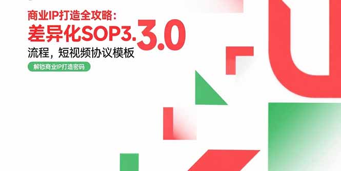 商业IP打造全攻略：差异化SOP3.0流程，短视频协议模板，婚恋项目实战案例-搞钱基地