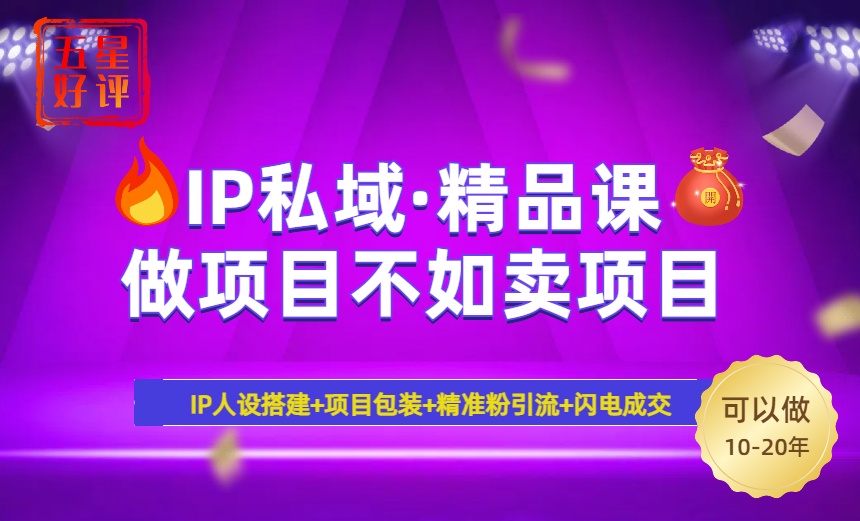 （14406期）2025年“IP私域·密训精品课”，日赚3000+小白避坑年赚百万，暴力引流…-搞钱基地