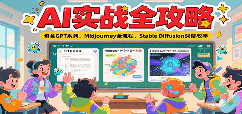 AI实战全攻略，包含GPT系列、Midjourney全流程、Stable Diffusion深度教学-搞钱基地