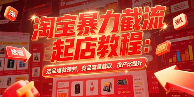 淘宝暴力截流起店教程：选品爆款预判，竞品流量截取，投产比提升-搞钱基地