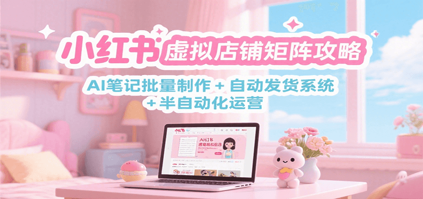 小红书虚拟店铺矩阵攻略：AI笔记批量制作 + 自动发货系统 + 半自动化运营-搞钱基地