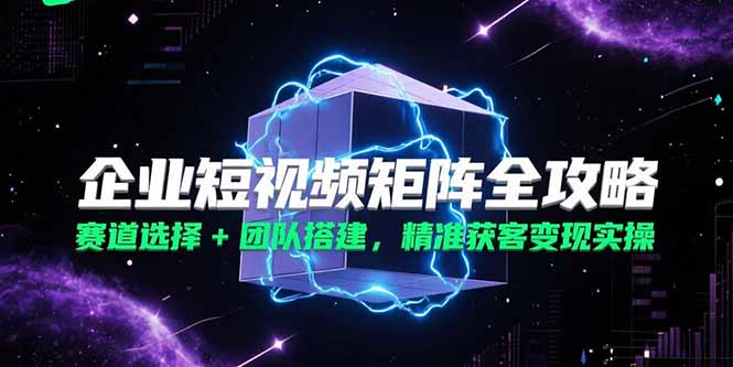 企业短视频矩阵全攻略，赛道选择+团队搭建，精准获客变现实操-搞钱基地