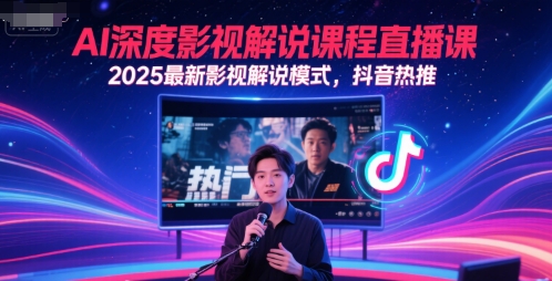 AI深度影视解说课程直播课，2025最新影视解说模式，抖音热推-搞钱基地