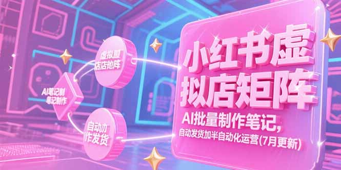小红书虚拟店矩阵，AI批量制作笔记，自动发货加半自动化运营(7月更新-搞钱基地