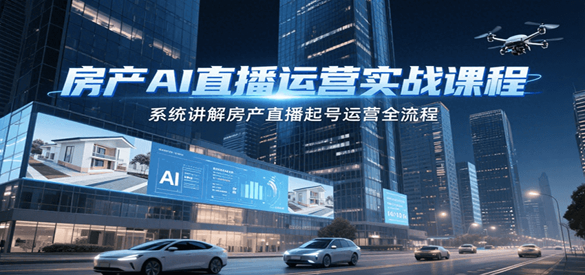 房产AI直播运营实战课程，系统讲解房产直播起号运营全流程-搞钱基地