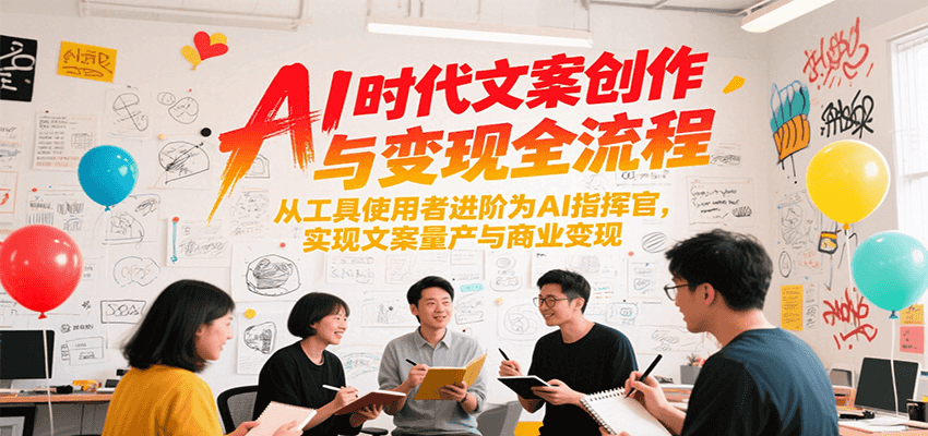 AI时代文案创作与变现全流程，从工具使用者进阶为AI指挥官，实现文案量产与商业变现-搞钱基地