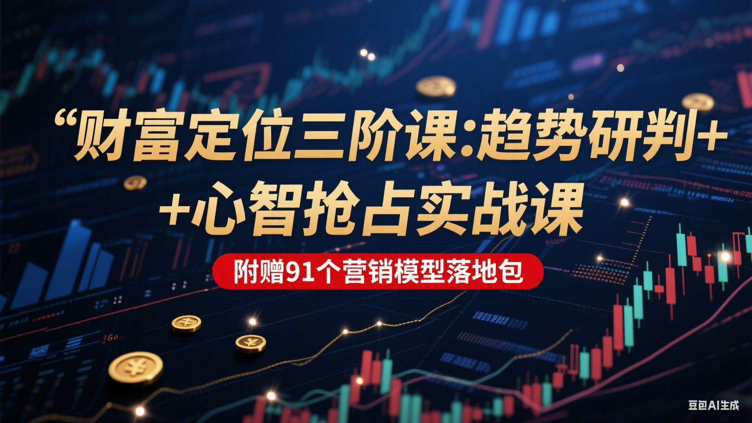 财富定位三阶：趋势研判 + 心智抢占实战课，附赠91个营销模型落地包-搞钱基地