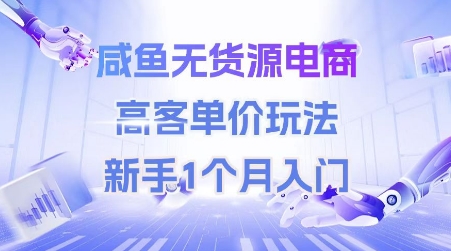 咸鱼无货源电商，高客单价玩法，新手1个月入门-搞钱基地