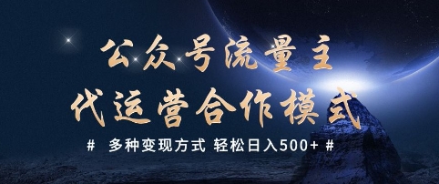 公众号流量主代运营  多种变现方式 轻松日入5张【揭秘】-搞钱基地