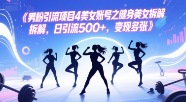 男粉引流项目4美女账号之健身美女拆解，日引流500+，变现多张-搞钱基地