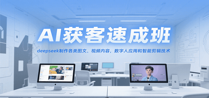 AI获客速成班，deepseek制作各类图文、视频内容，数字人应用和智能剪辑技术-搞钱基地