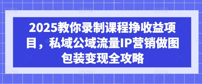 2025教你录制课程挣收益项目，私域公域流量IP营销做图包装变现全攻略-搞钱基地