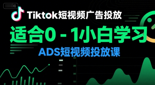 Tiktok短视频广告投放，适合0-1小白学习ADS短视频投放课-搞钱基地